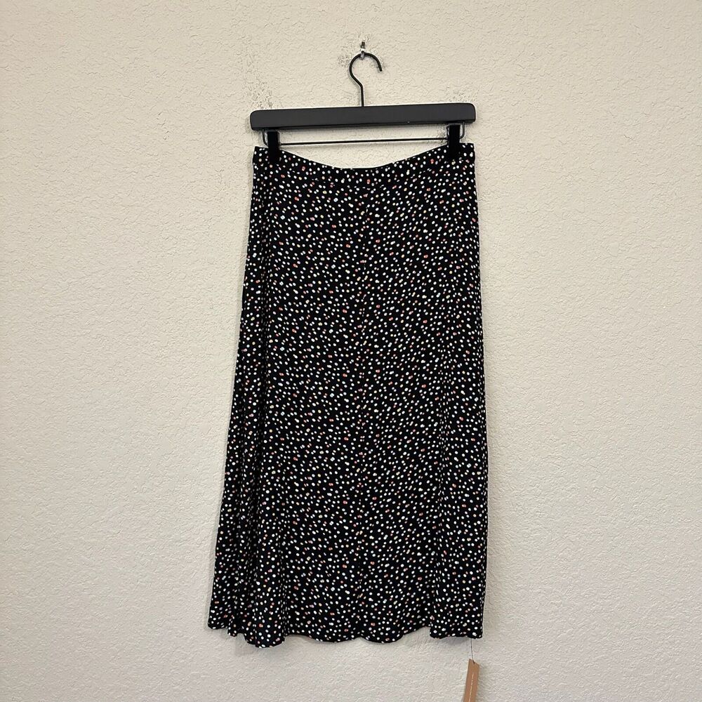 REFORMATION Polka Dot Skirt Black Side Slit Whimsigoth Retro NWT - Picture 2 of 9